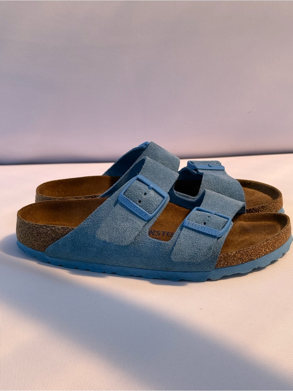 Arizona Birkenstock Blue Suede Double-Buckle Sandals